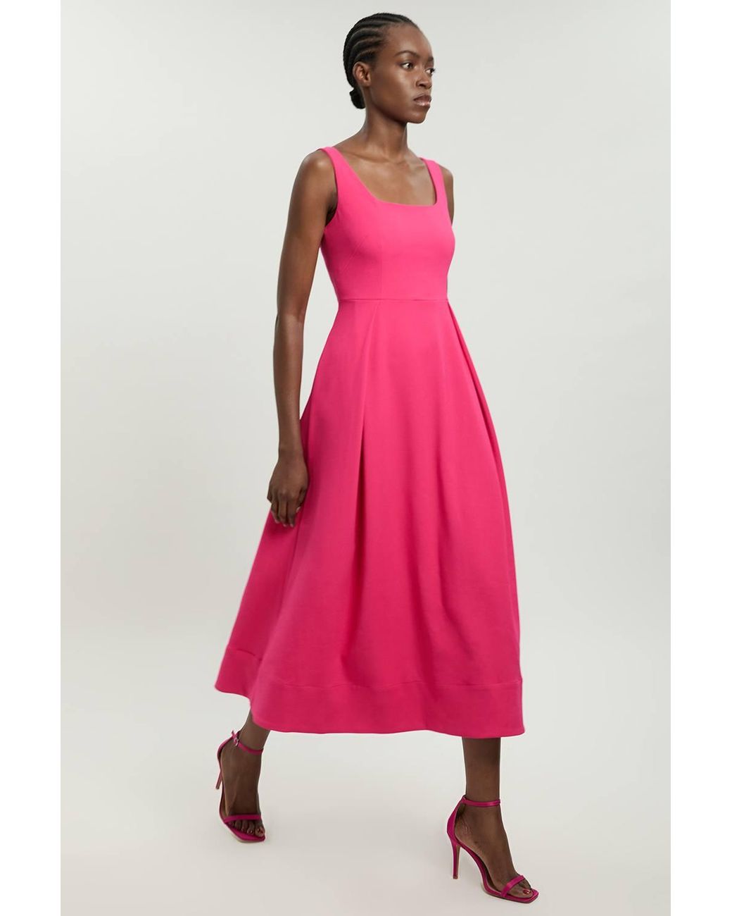 Karen Millen Pink Tailored Full Skirt Midi Dress