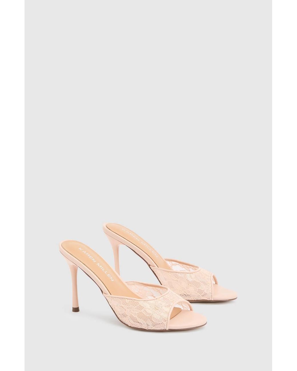 Karen Millen Natural Lace Peep Toe Mule
