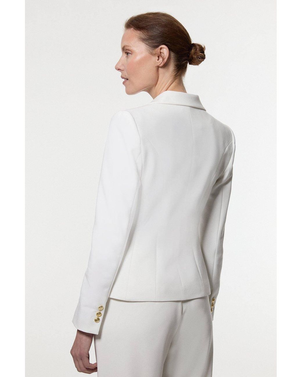 Karen Millen White Forever Tailored Button Military Blazer