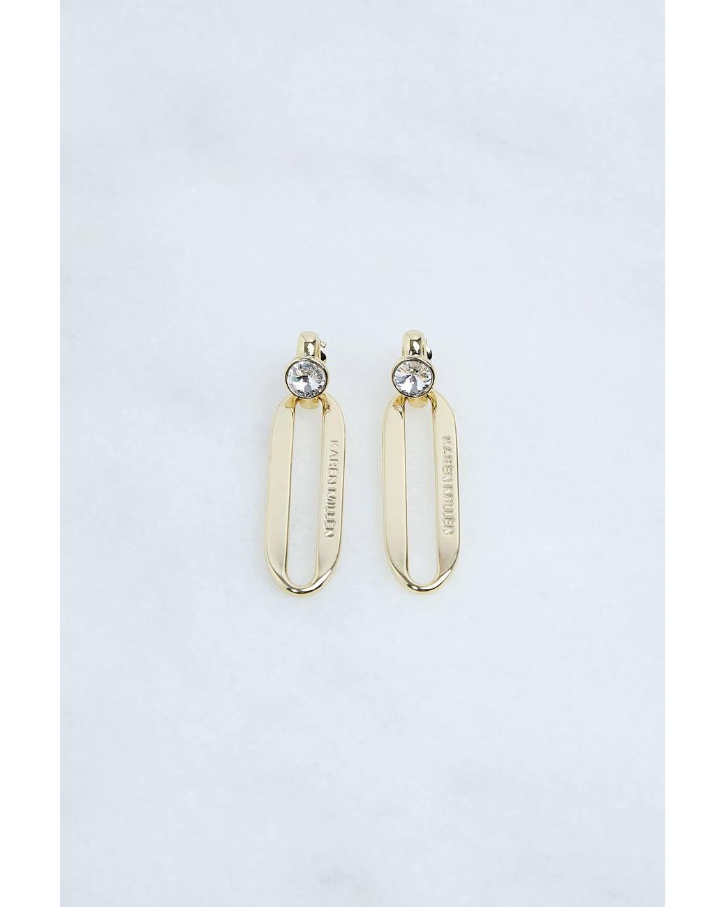 Karen Millen Blue Hand Set European Crystal Ellipse Drop Earrings