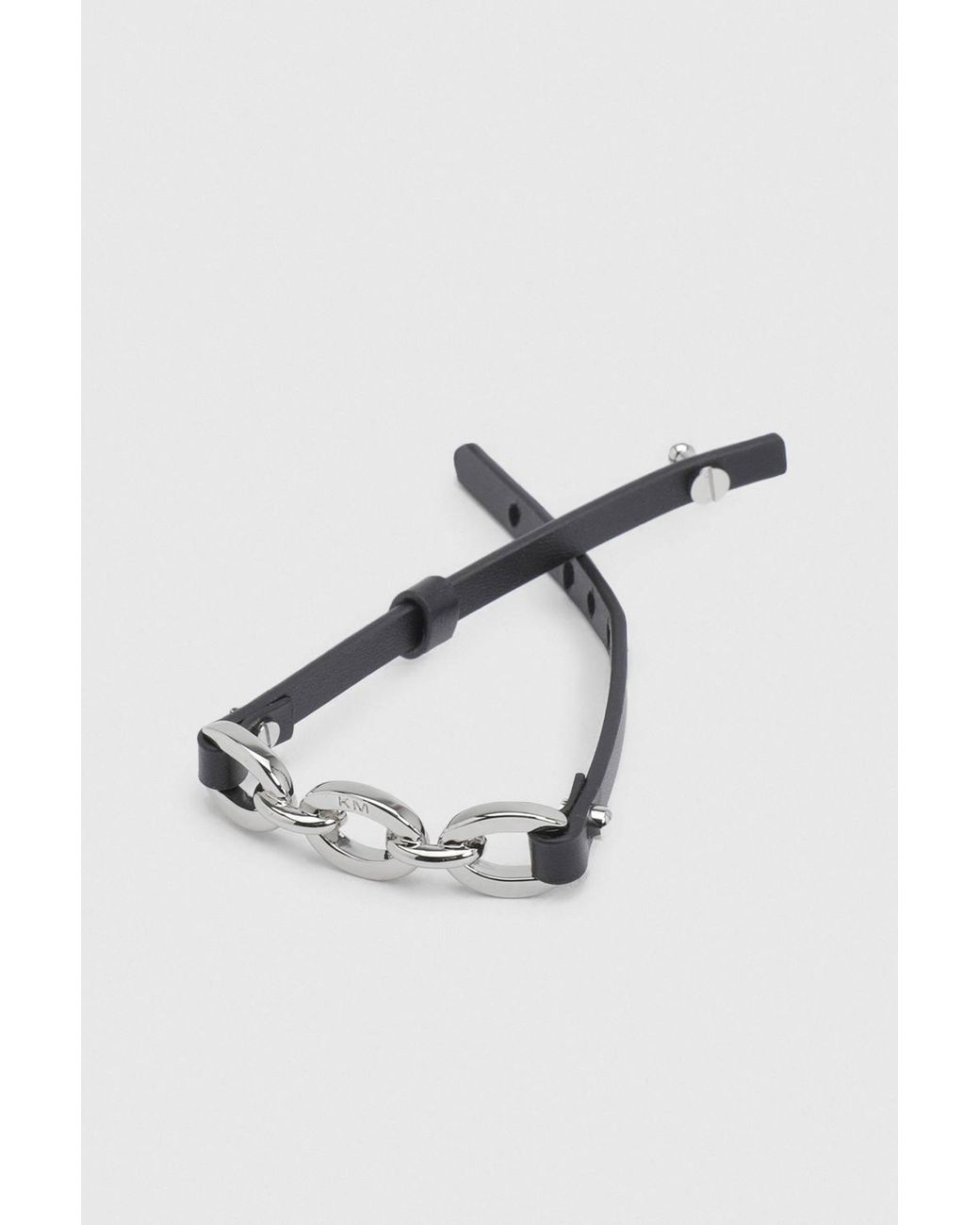 Karen Millen Brown Chain Link Leather Bracelet