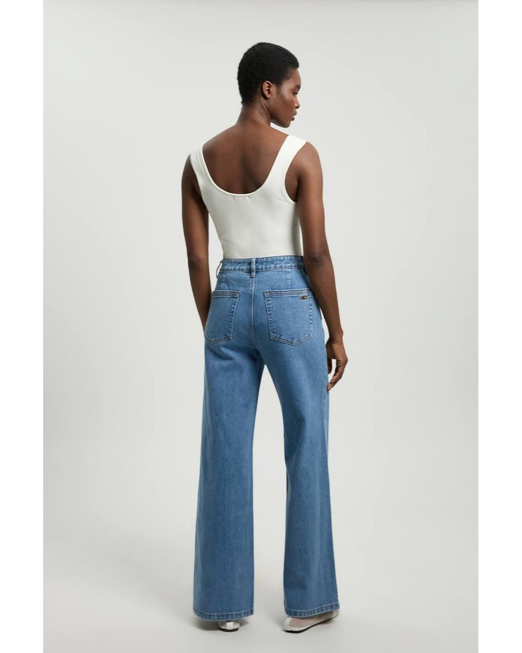 Karen Millen Blue Harper's Bazaar Denim Straight Leg Pocket Jeans