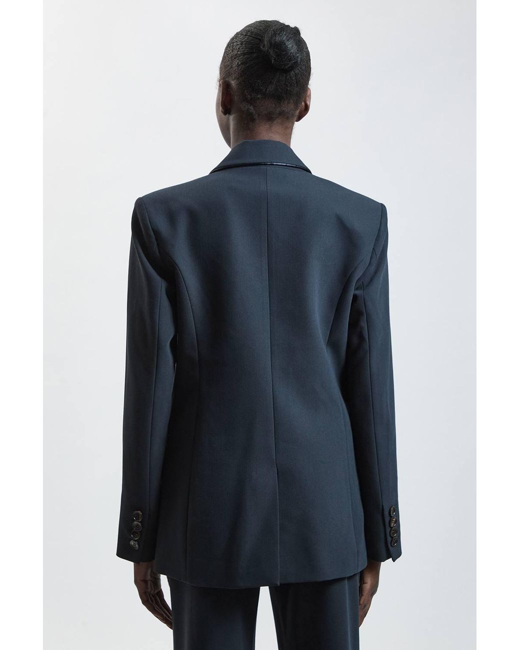 Karen Millen Blue Tailored Stretch Single Breasted Blazer