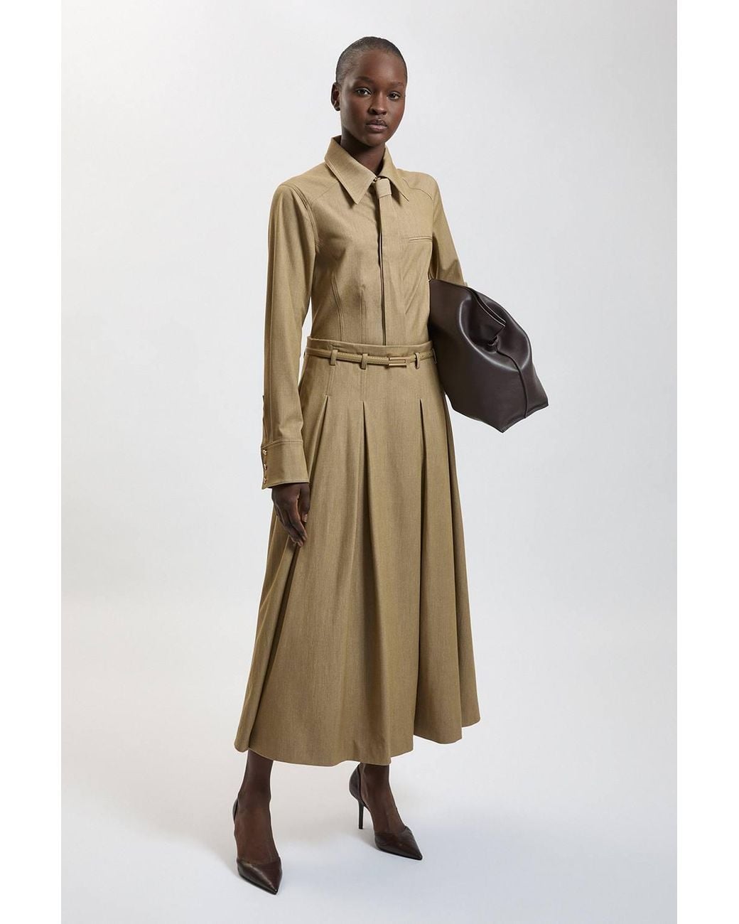 Karen Millen Natural Tailored Tie Neck Shirt