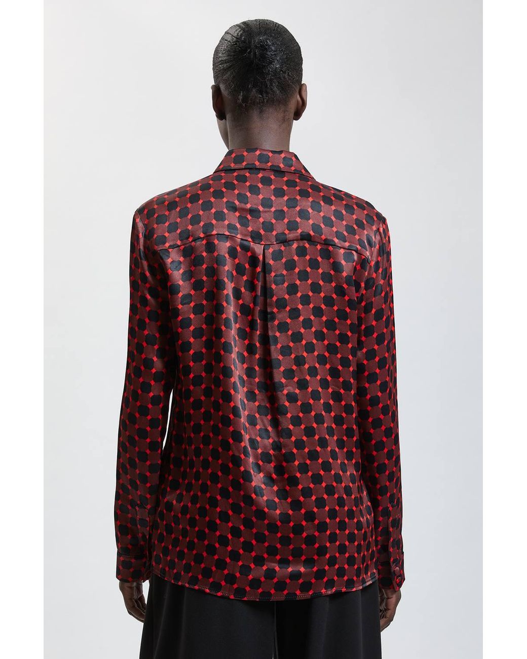 Karen Millen Red Satin Viscose Woven Printed Shirt
