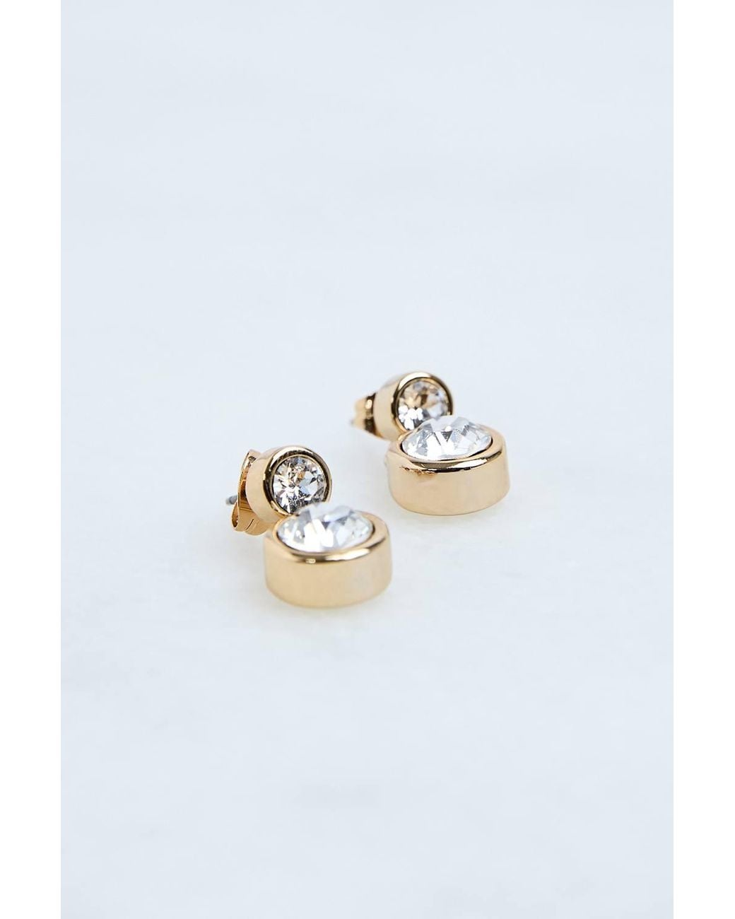 Karen Millen Blue 14Kt Plated Hand Set European Crystal Solitaire Drop Earrings