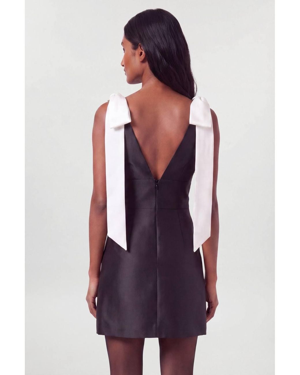 Karen Millen Purple Contrast Tie Shoulder Twill Mini Dress