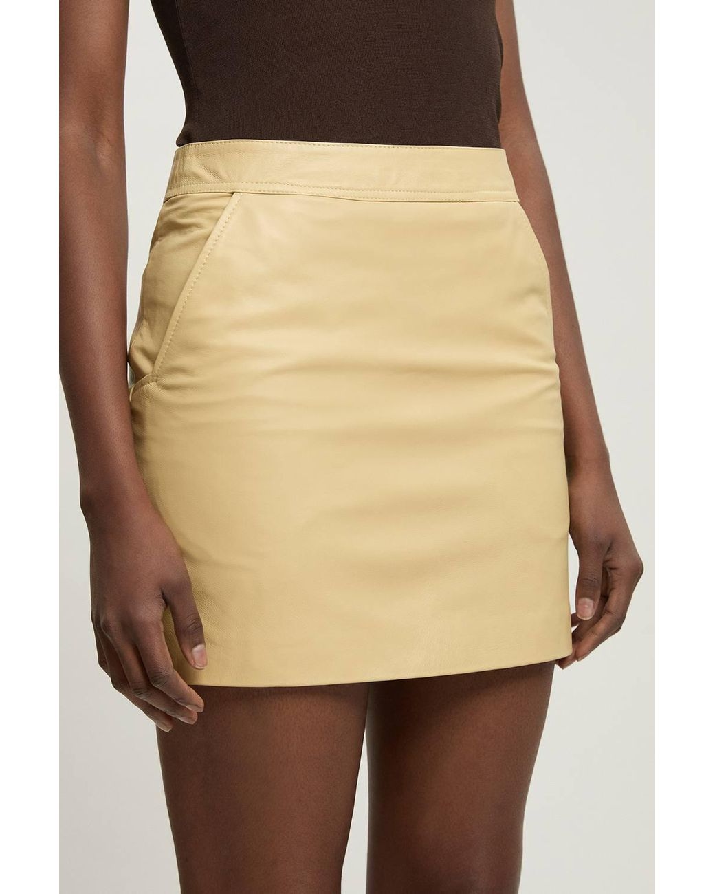 Karen Millen Natural Forever Leather Mini Skirt