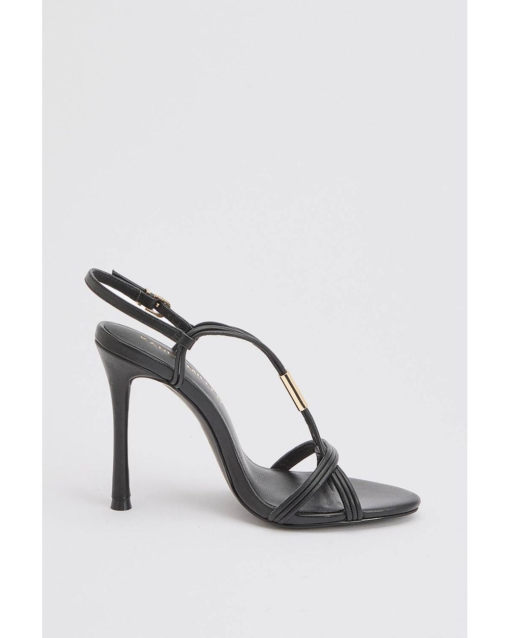 Karen Millen Black Leather Strappy Heeled Sandal