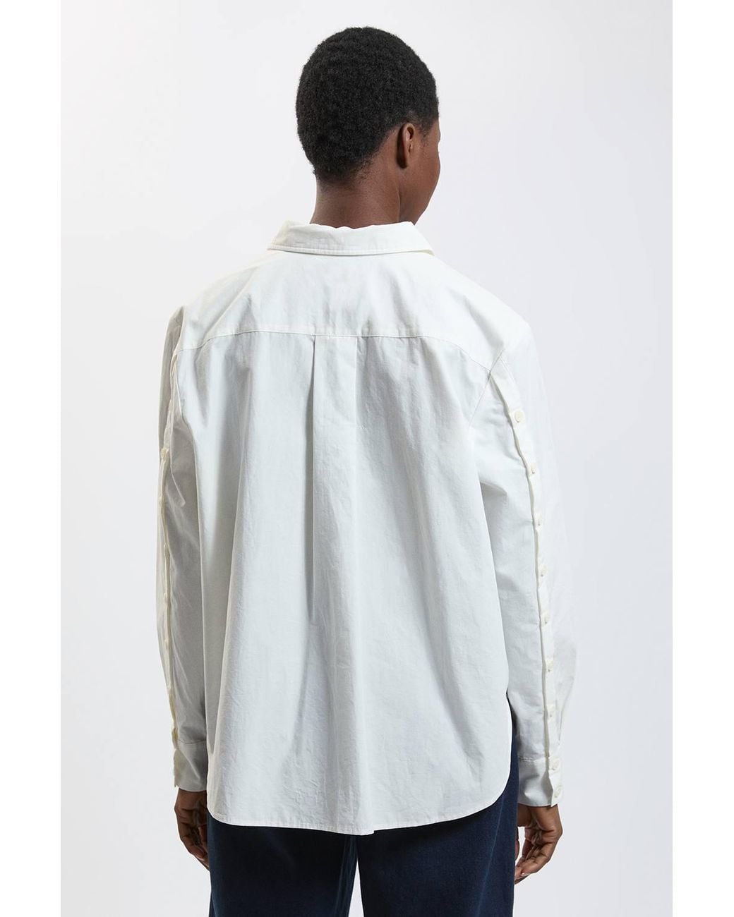 Karen Millen Blue Military Stitch Detail Cotton Poplin Shirt