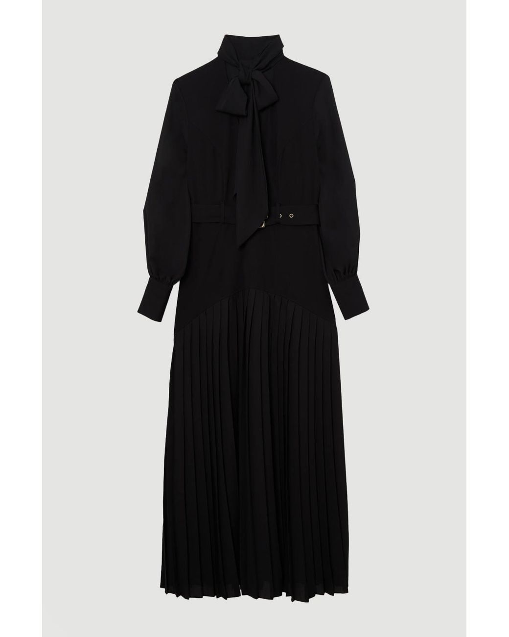 Karen Millen Black Plus Size Jersey Ponte Georgette Mix Midi Dress