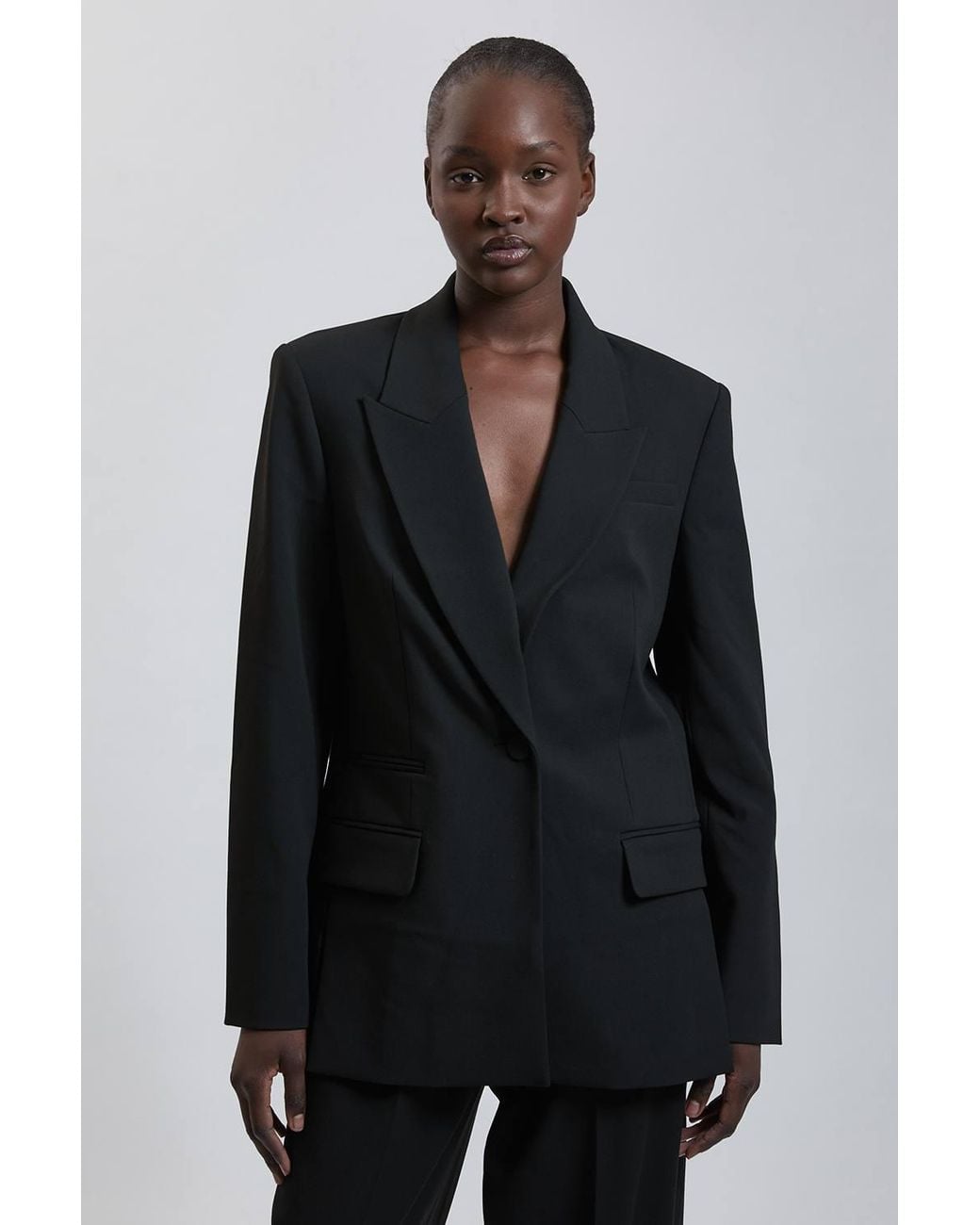 Karen Millen Gray Compact Stretch Oversized Blazer