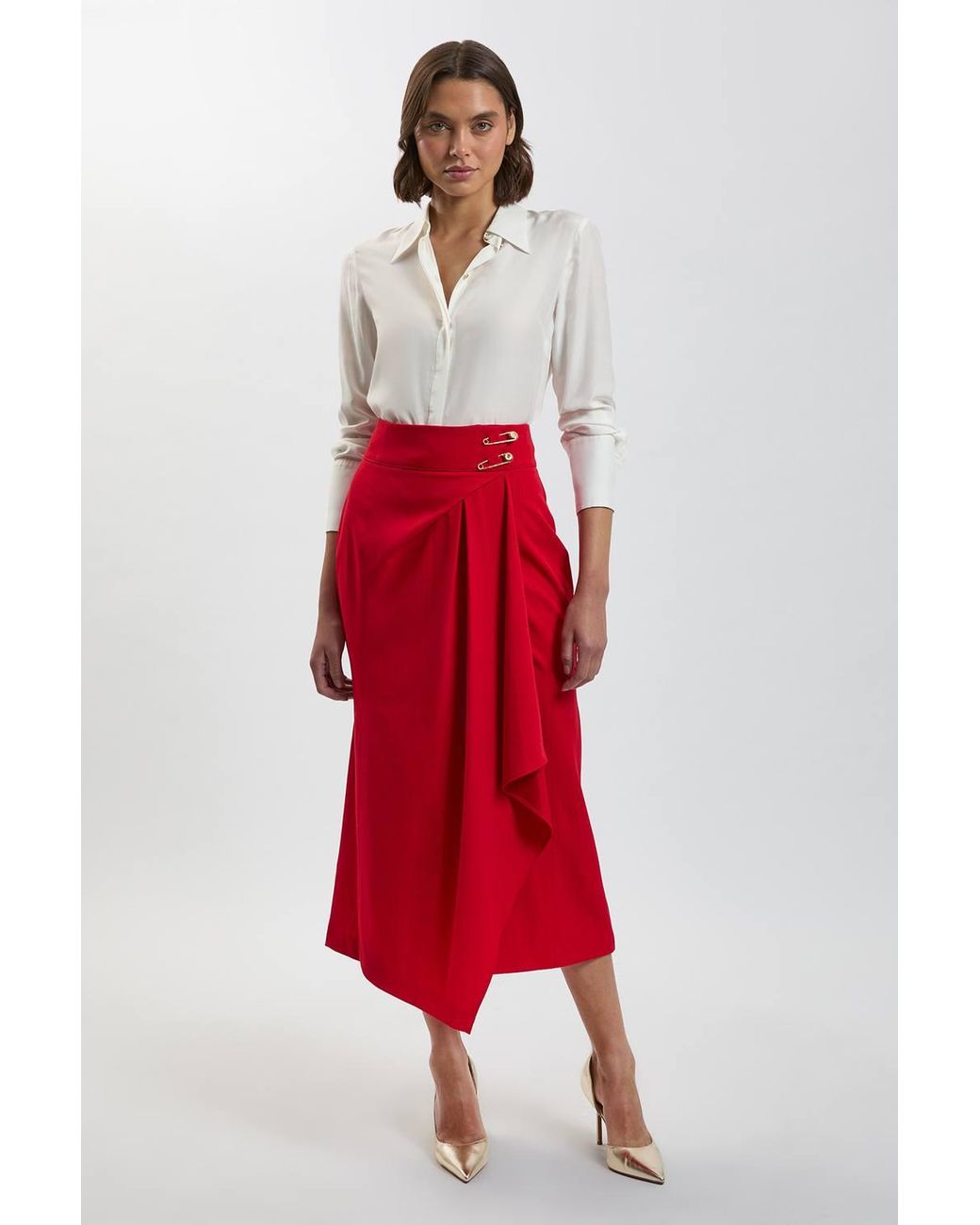 Karen Millen Tailored Wrap Trim Maxi Skirt
