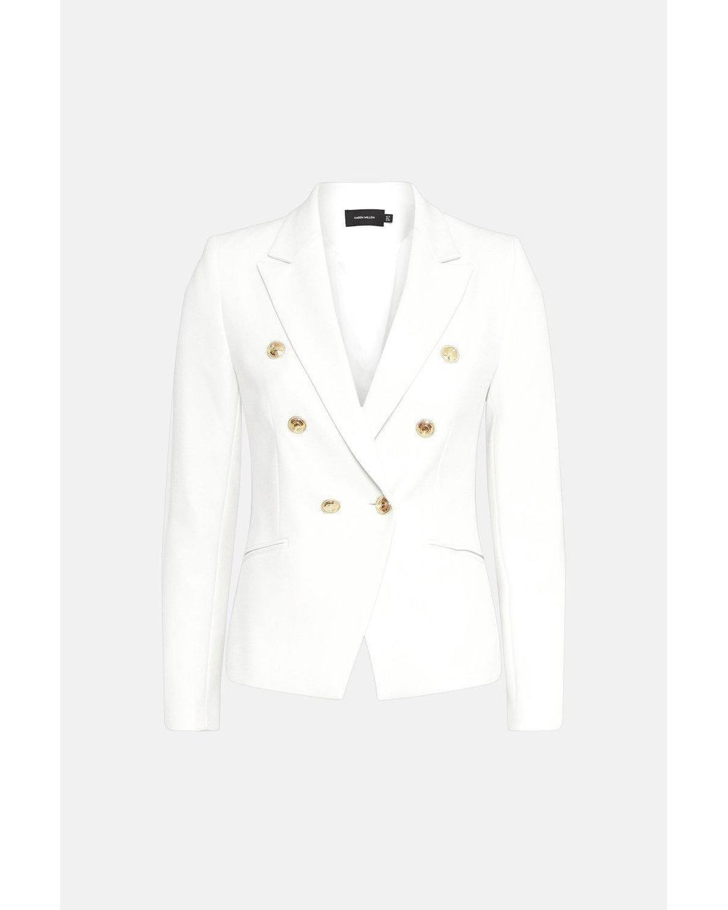 Karen Millen White Petite Forever Tailored Button Military Blazer