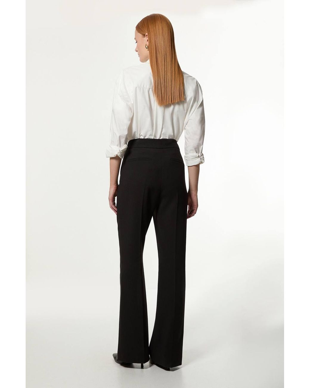 Karen Millen Black Petite Compact Stretch Essential Tailored Straight Leg Trouser