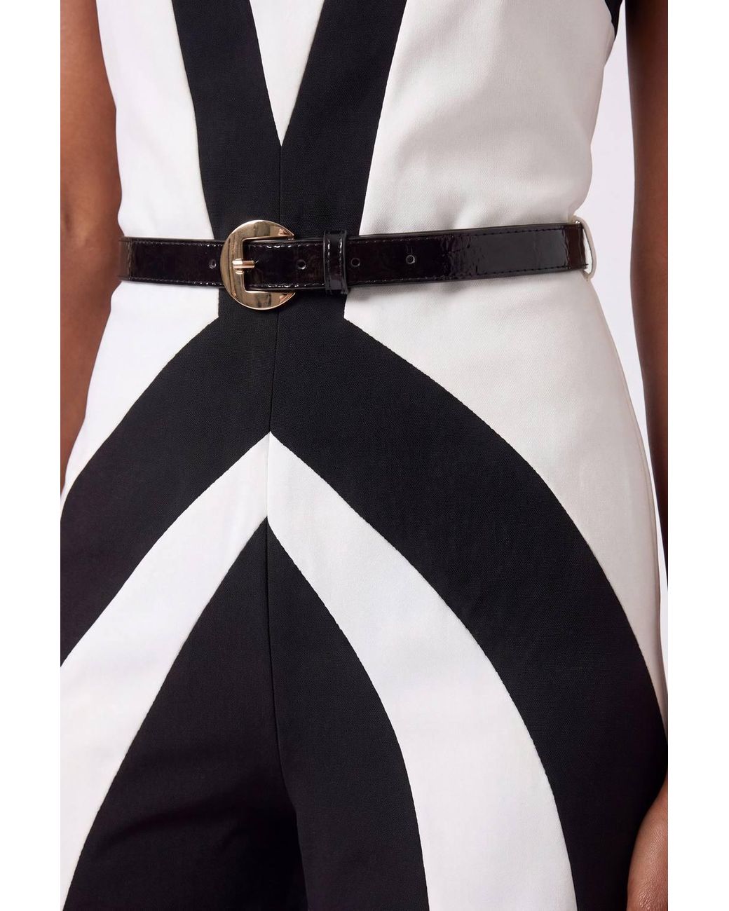 Karen Millen Multicolor Compact Stretch Colour Block Tailored Bandeau Jumpsuit
