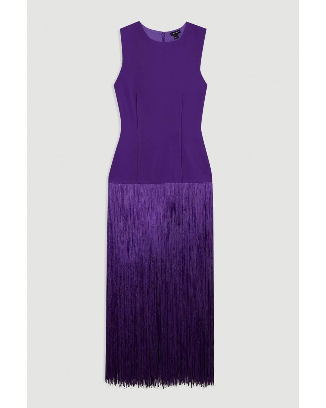 Karen Millen Purple Figure Form Bandage Tassel Hem Knitted Dress