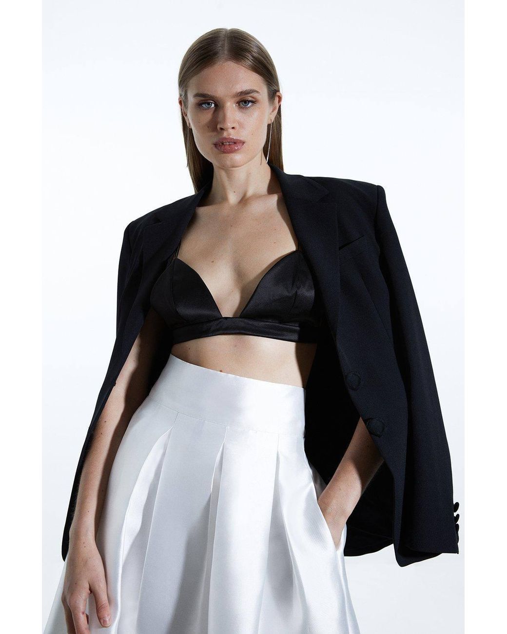 Karen Millen White Forever Twill Woven Prom Maxi Skirt