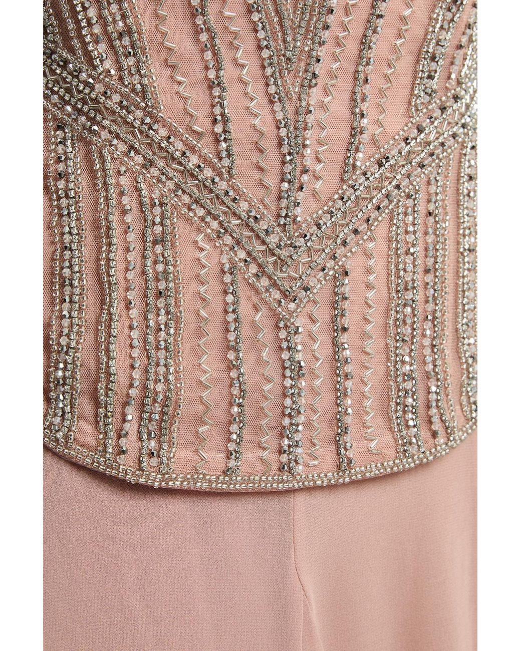 Karen Millen Pink Petite Crystal Corset Maxi Dress