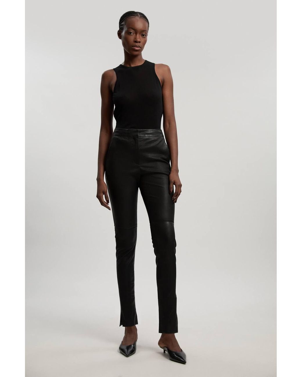 Karen Millen Black Forever Stretch Leather Legging Pants