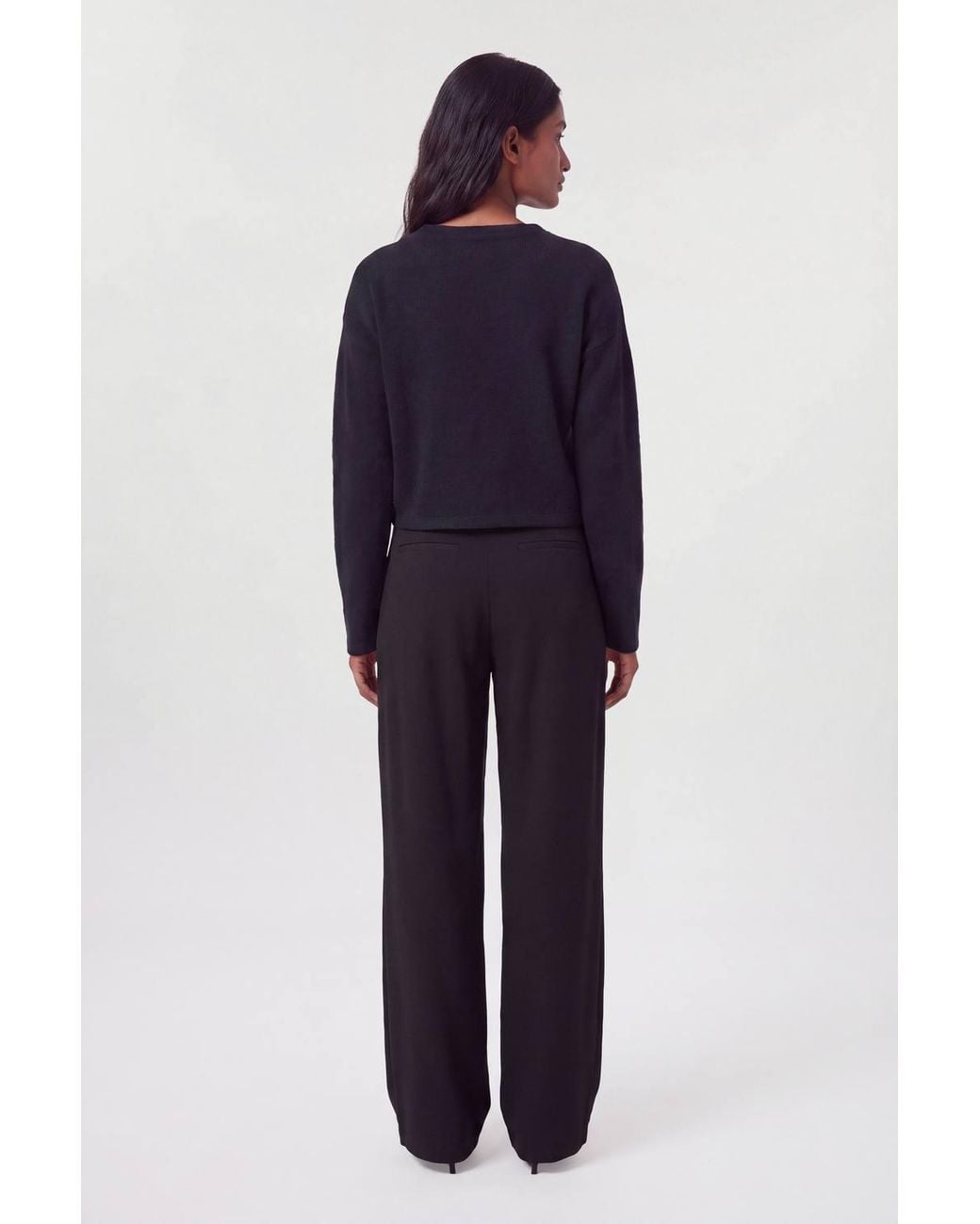 Karen Millen Blue Wool Blend Embellished Cosy Crew Neck Knit Jumper