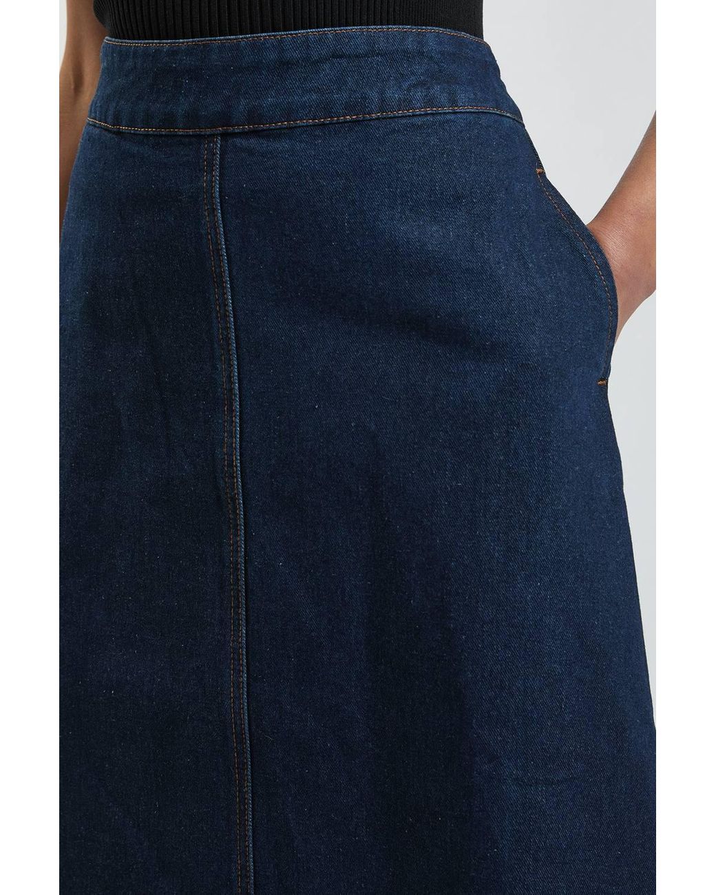 Karen Millen Blue Denim A Line Midi Skirt