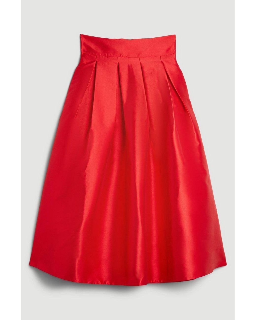 Karen Millen Red Forever Twill Woven Prom Maxi Skirt