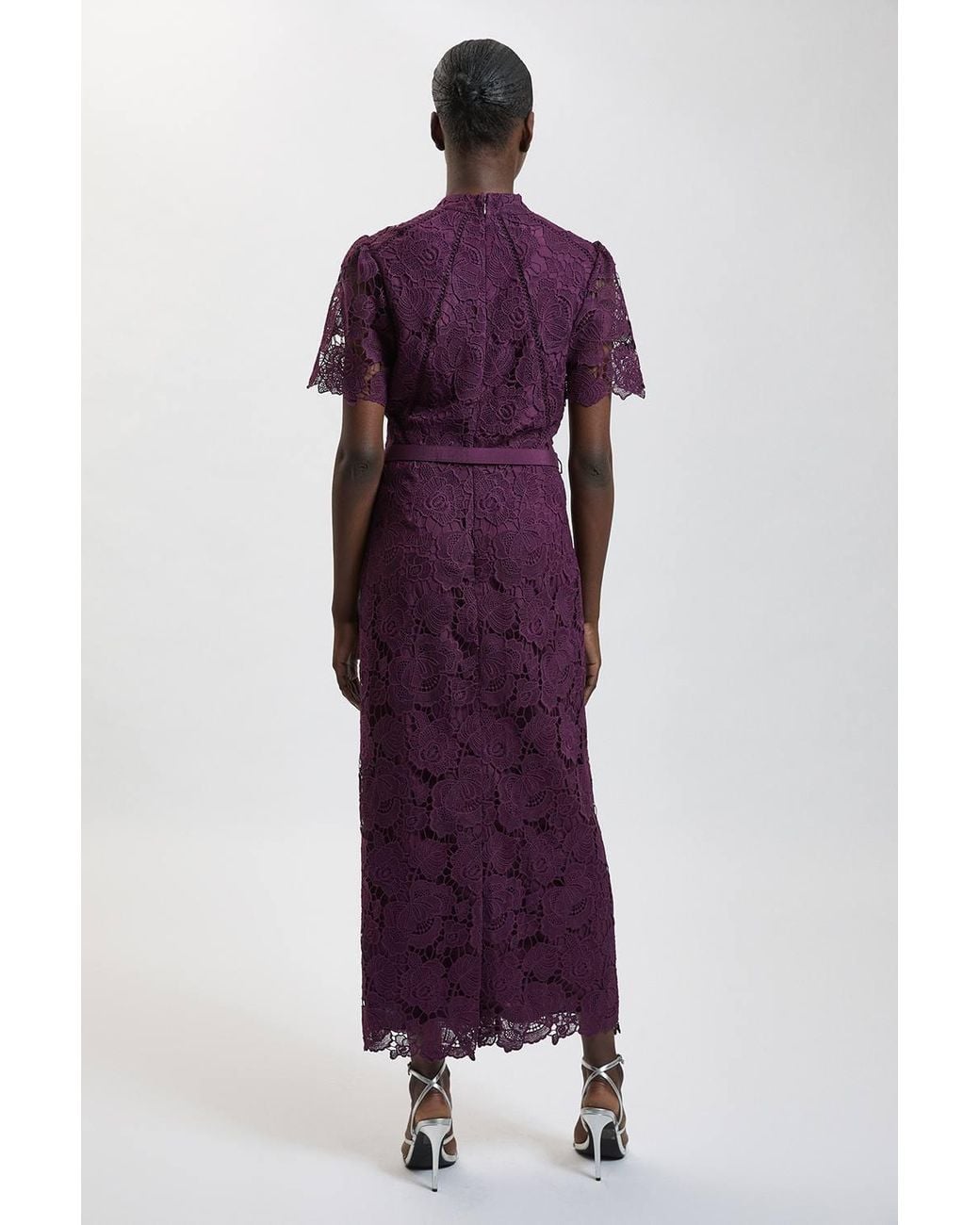 Karen Millen Purple Petite Lace Pocket Detail Midi Dress