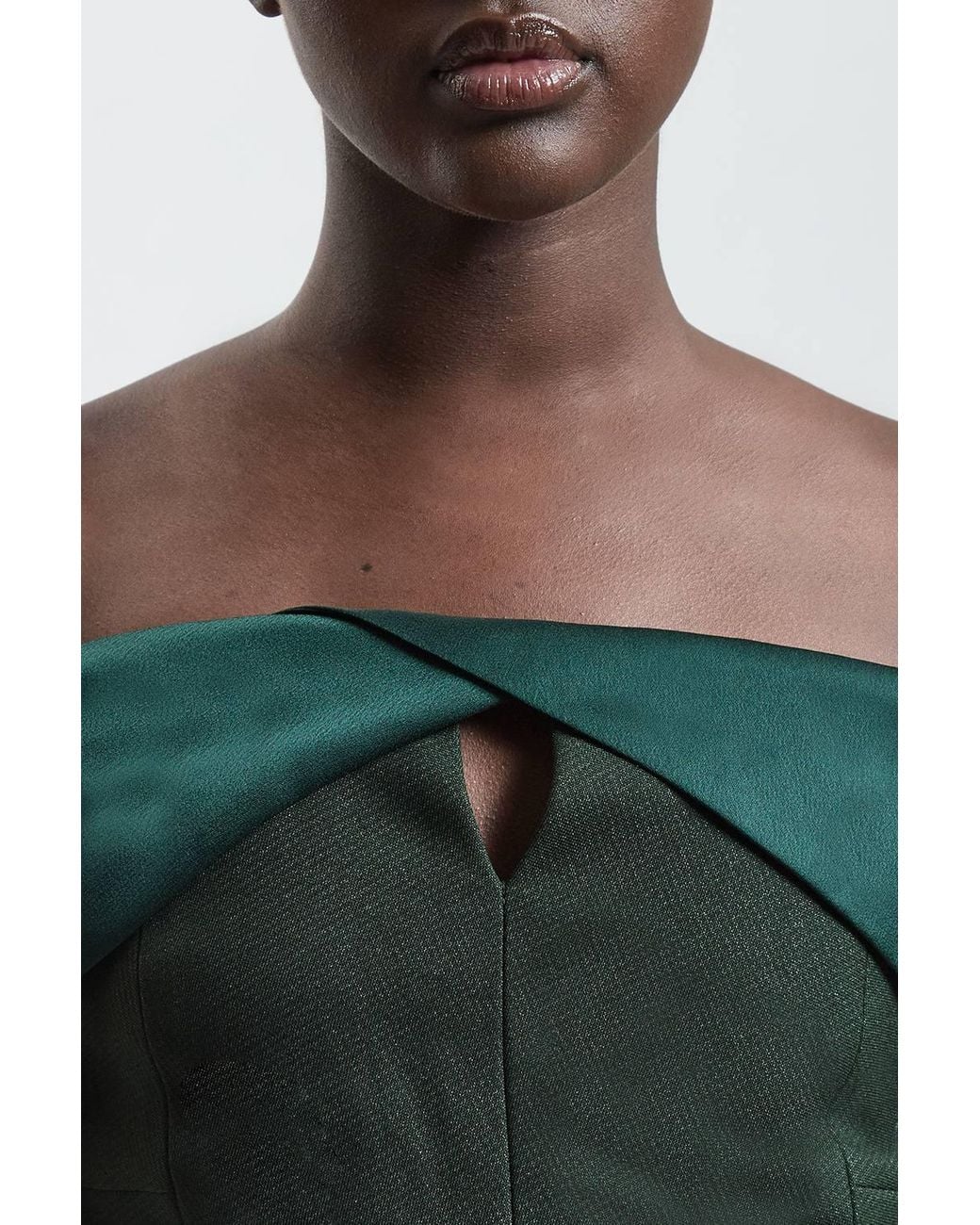 Karen Millen Green Asymmetric Bardot Tailored Jacket