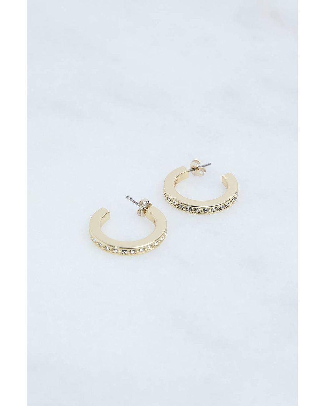 Karen Millen Blue Hand Set European Crystal Small Hoop Earrings