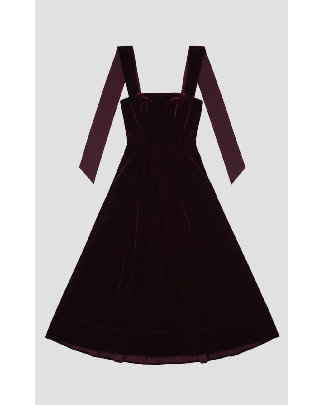 Karen Millen Purple Velvet Bardot Woven Prom Midaxi Dress With Taffeta Bow