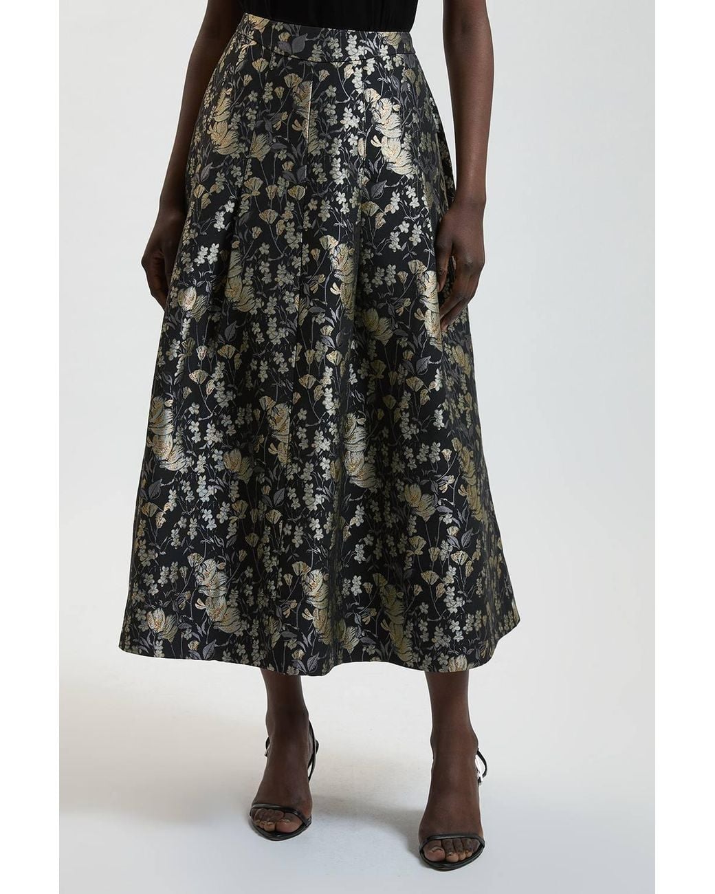 Karen Millen White Jacquard Full Midi Skirt