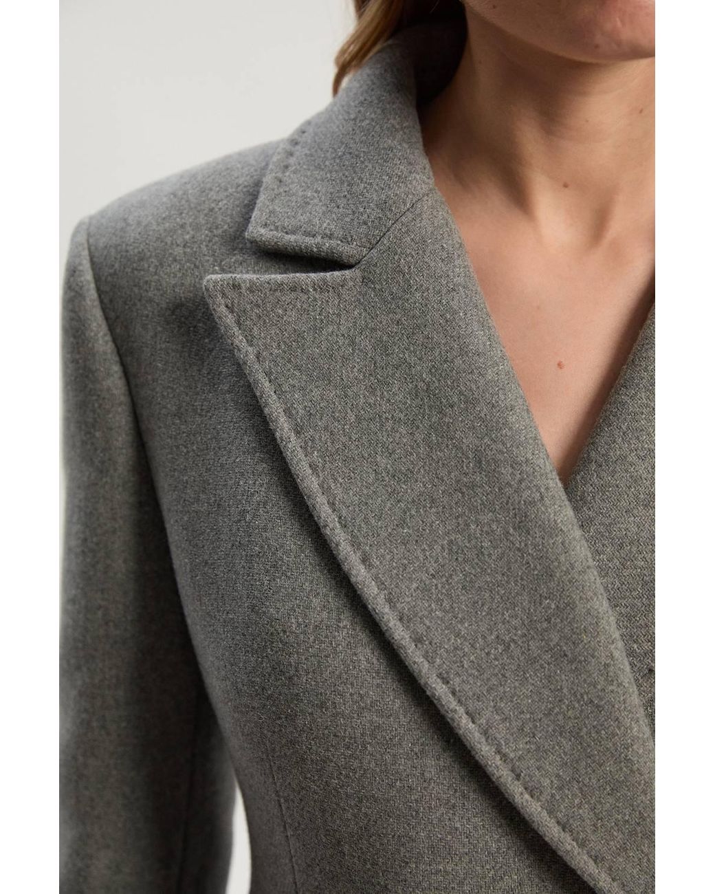 Karen Millen Gray Forever Wool Blend Tailored Fitted Maxi Coat