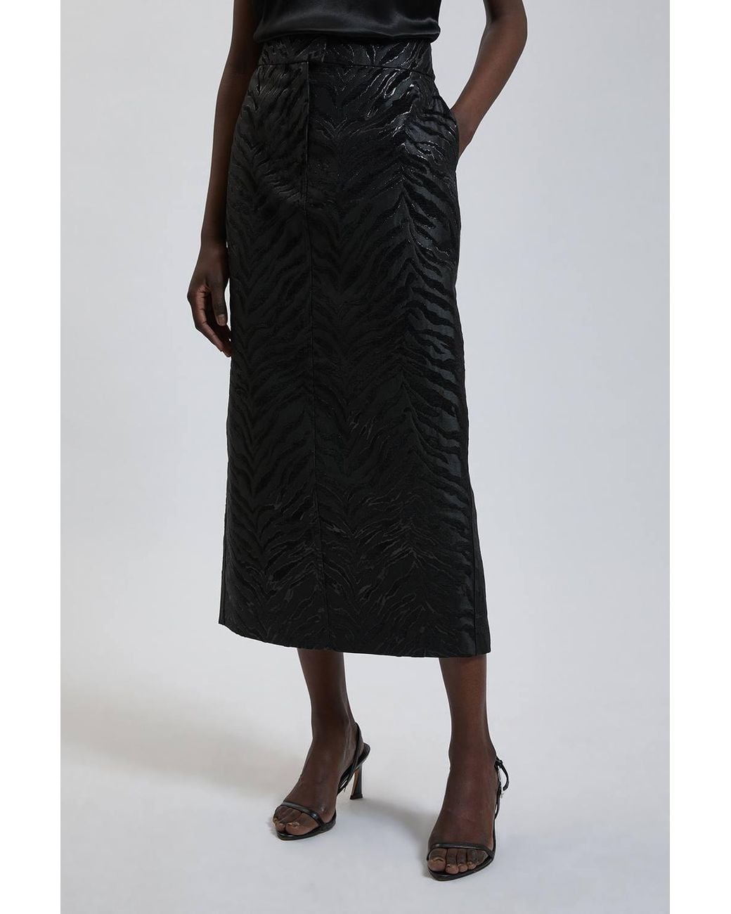 Karen Millen Black Zebra Jacquard Pencil Skirt