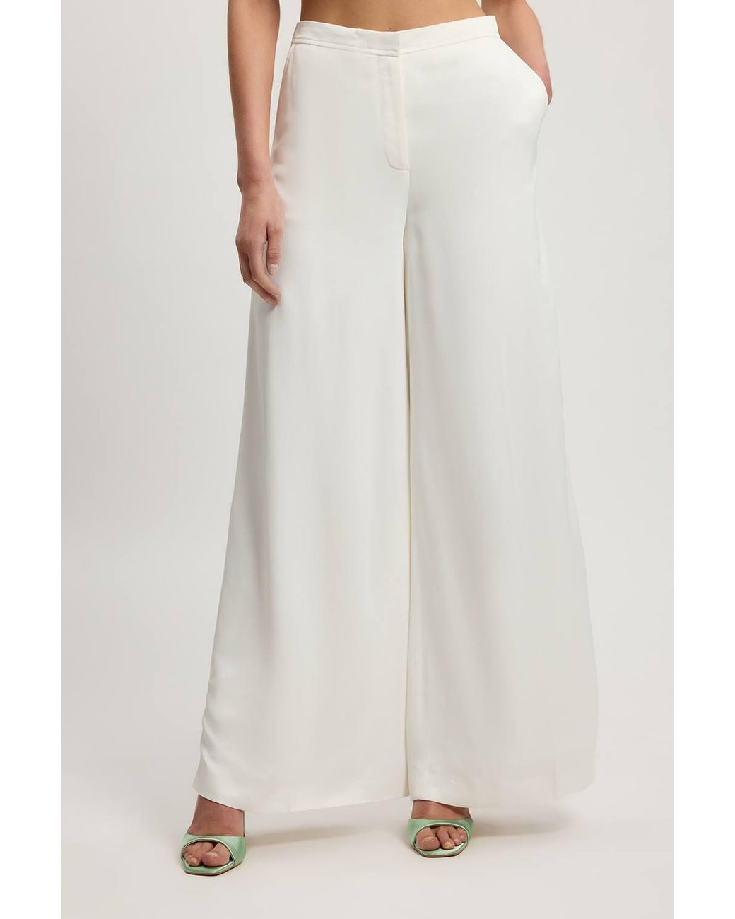 Karen Millen Gray Petite Tailored Satin Kick Flare Trouser