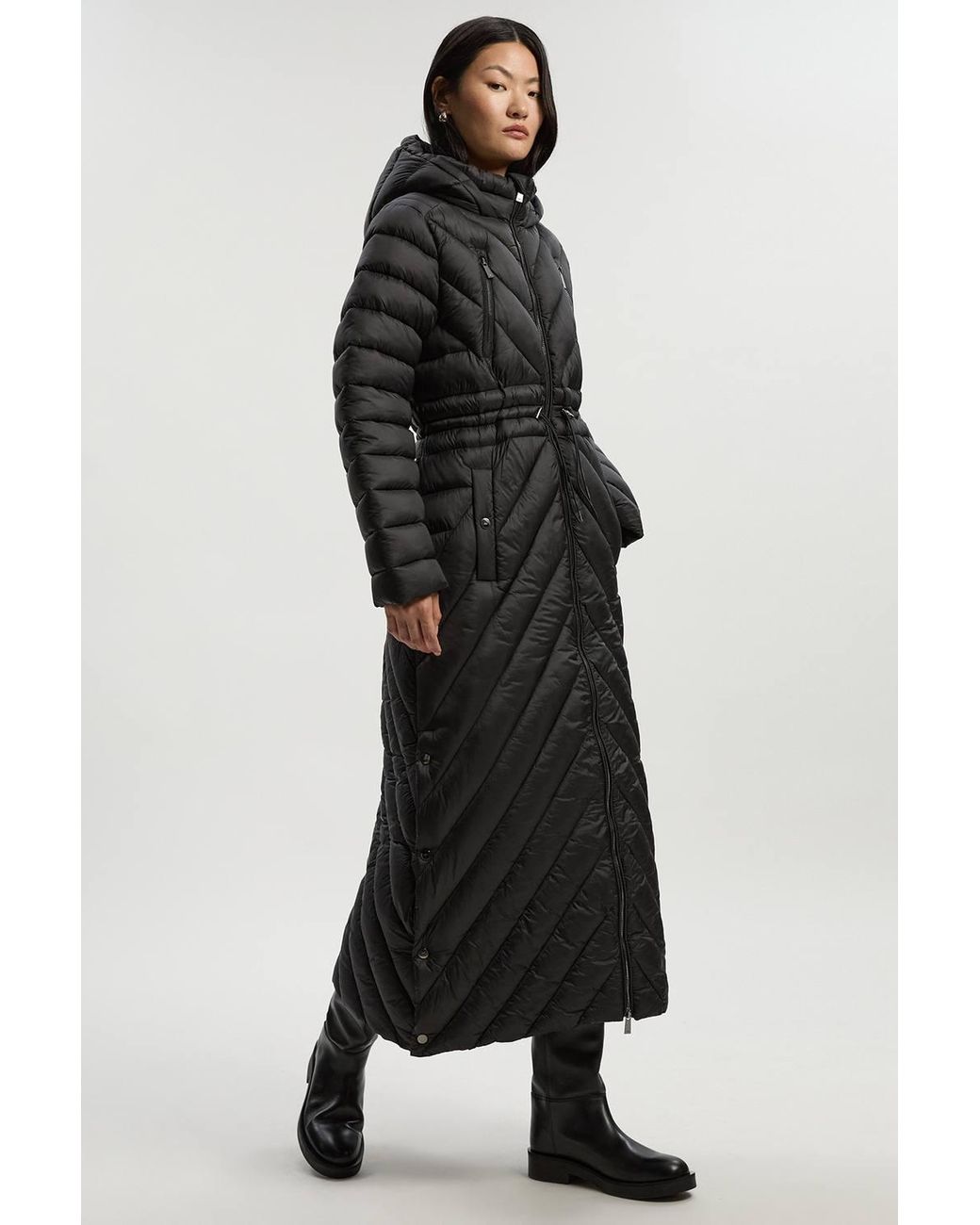 Karen Millen Black Lightweight Packable Maxi Coat