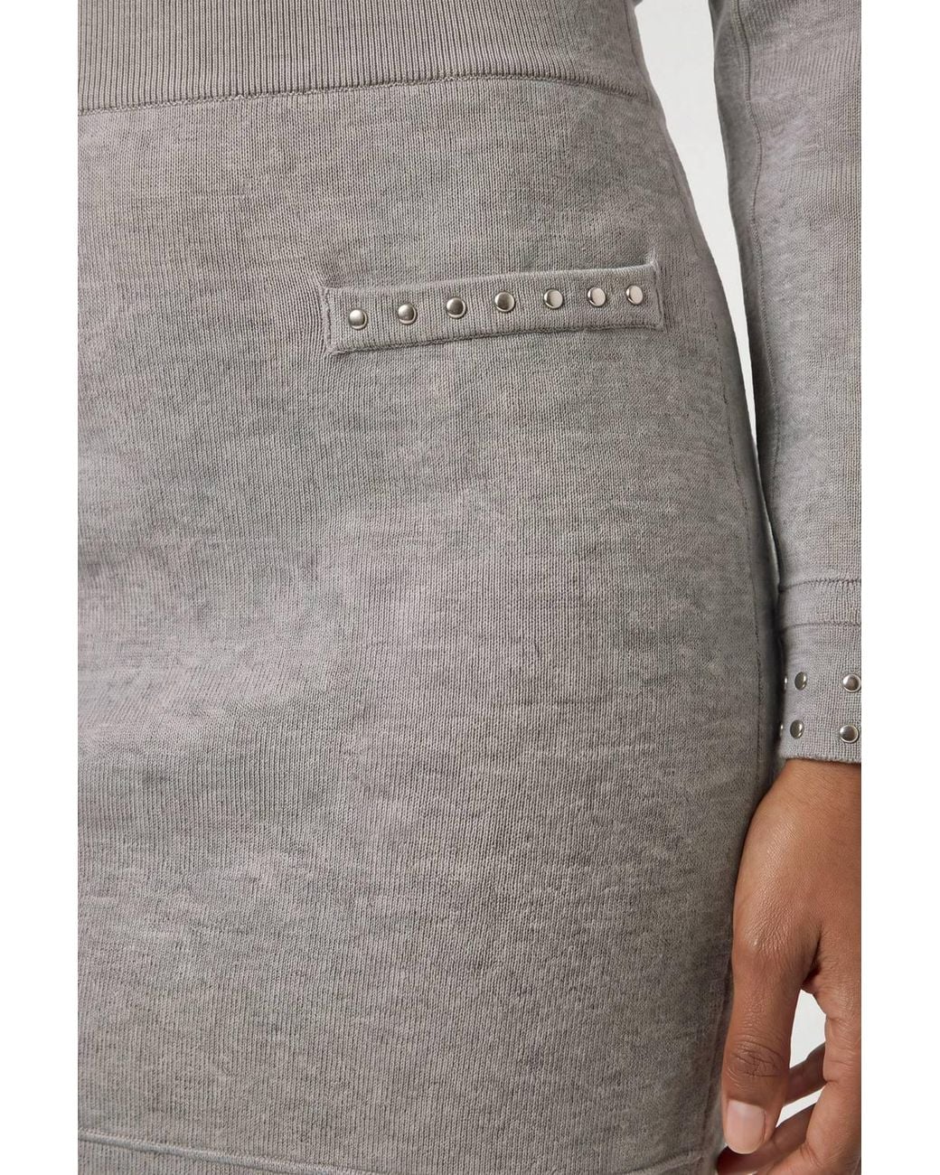 Karen Millen Gray Studded Detail Knitted Mini Skirt
