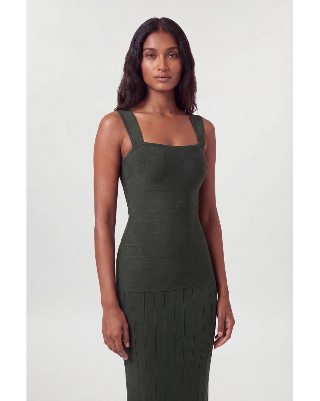 Karen Millen Green Figure Form Bandage Strappy Knit Maxi Dress