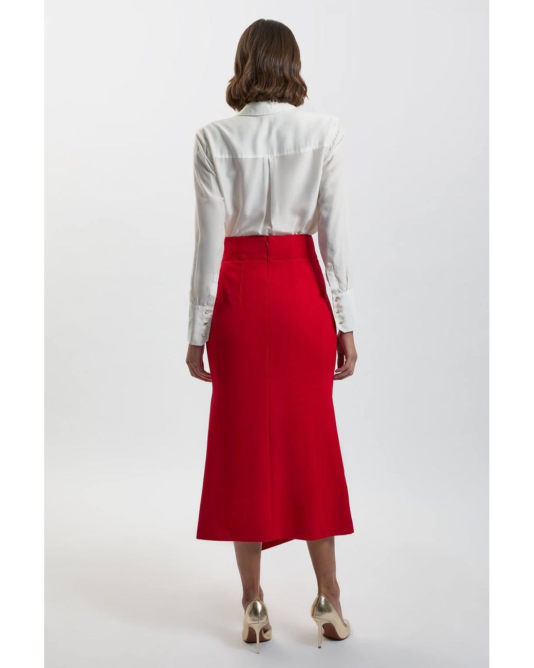 Karen Millen Petite Tailored Wrap Trim Maxi Skirt