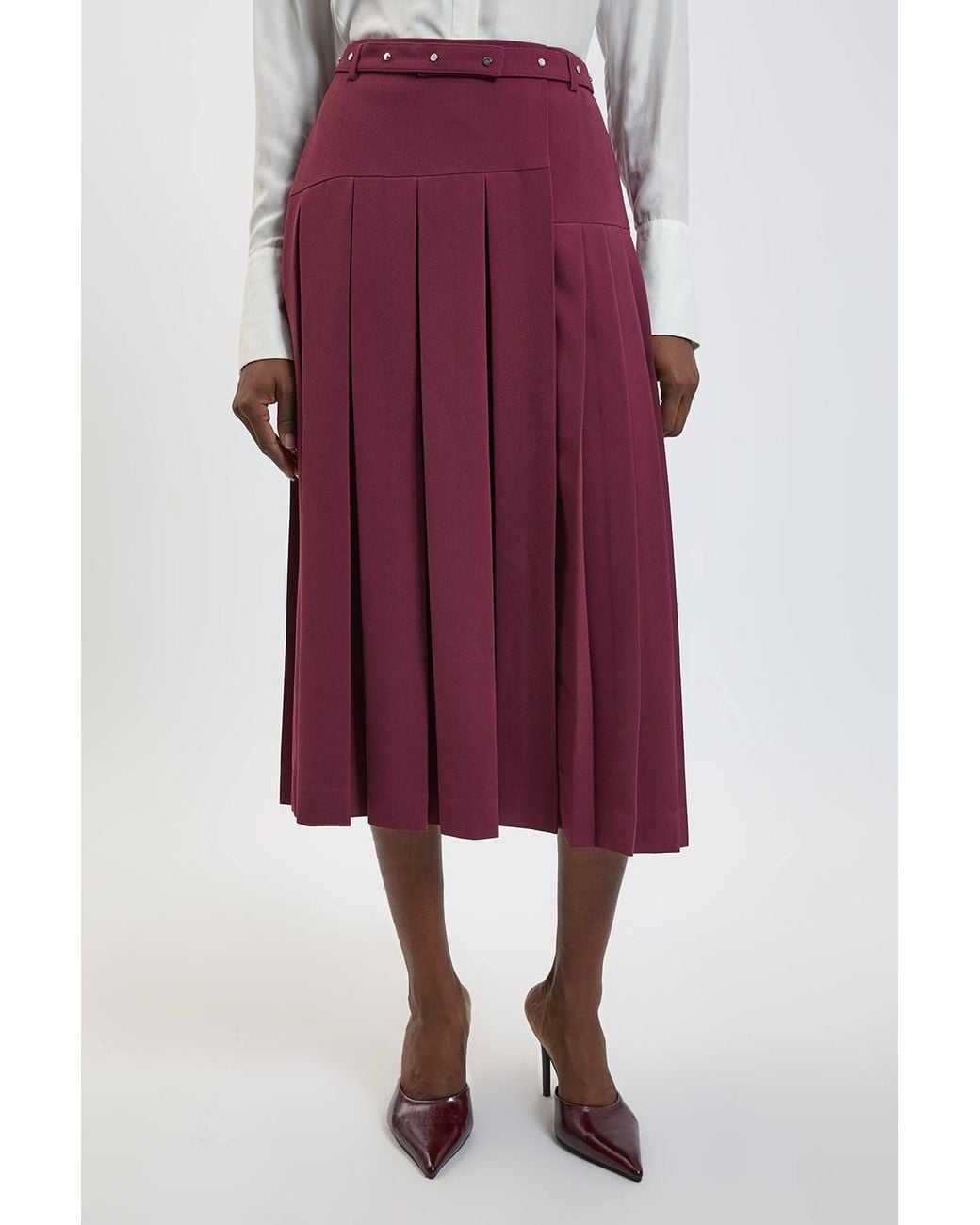 Karen Millen Tailored Crepe Pleated Kilt Skirt
