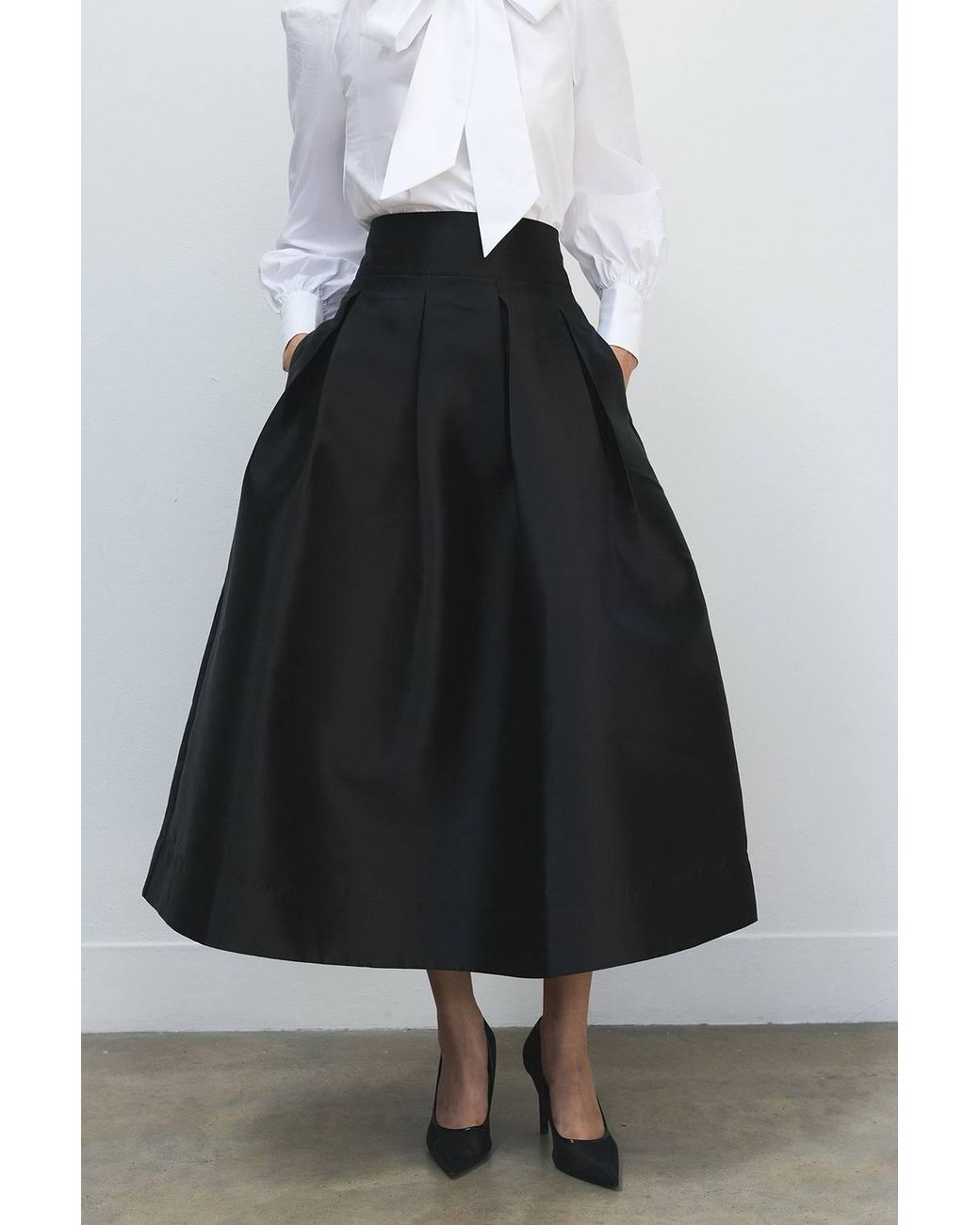 Karen Millen Black Forever Twill Woven Prom Maxi Skirt