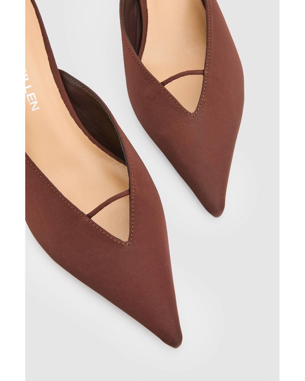 Karen Millen Brown Satin Closed Toe Heeled Mules