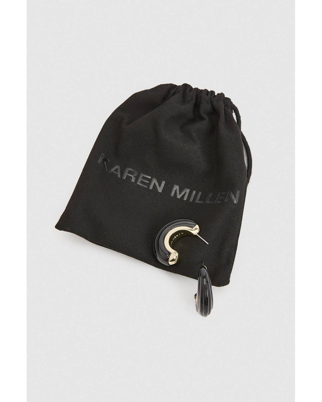 Karen Millen Black Tapered Resin Hoop Earrings