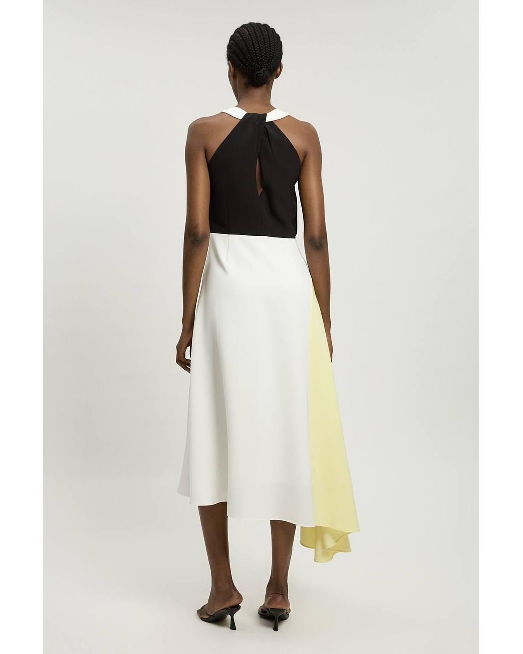 Karen Millen Natural Soft Tailored Colour Block Detail Midi Dress