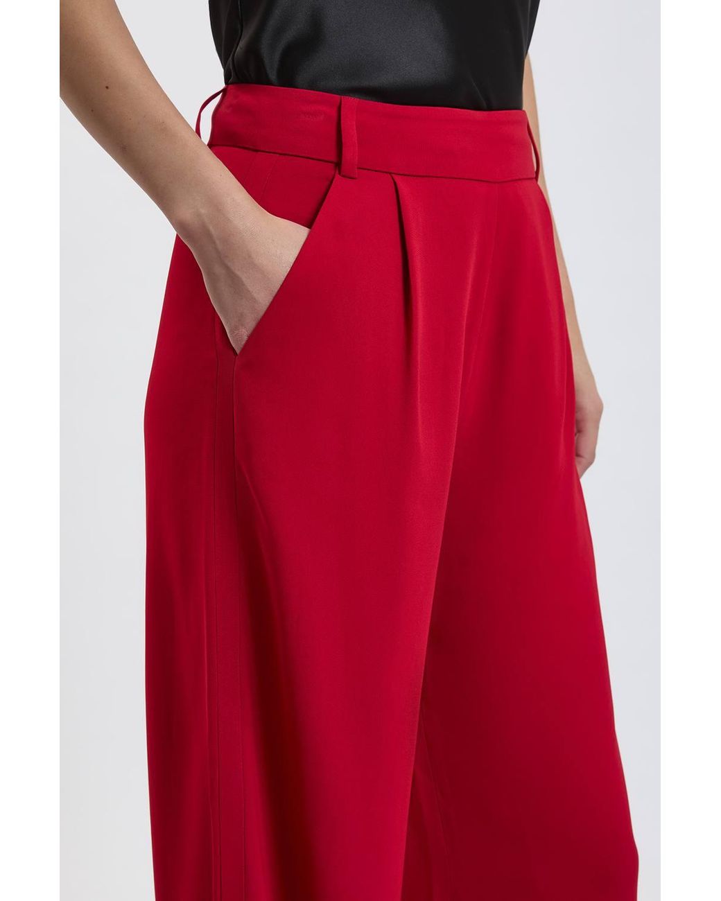 Karen Millen Petite Compact Stretch Viscose Wide Leg Tailored Trouser