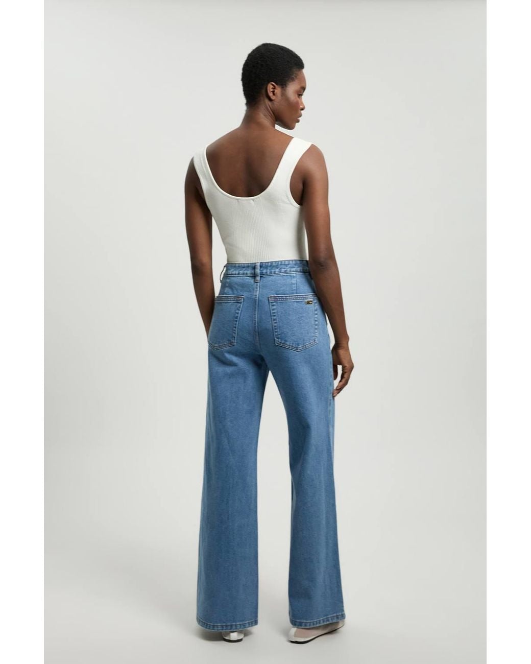 Karen Millen Blue Petite Denim Straight Leg Pocket Jeans