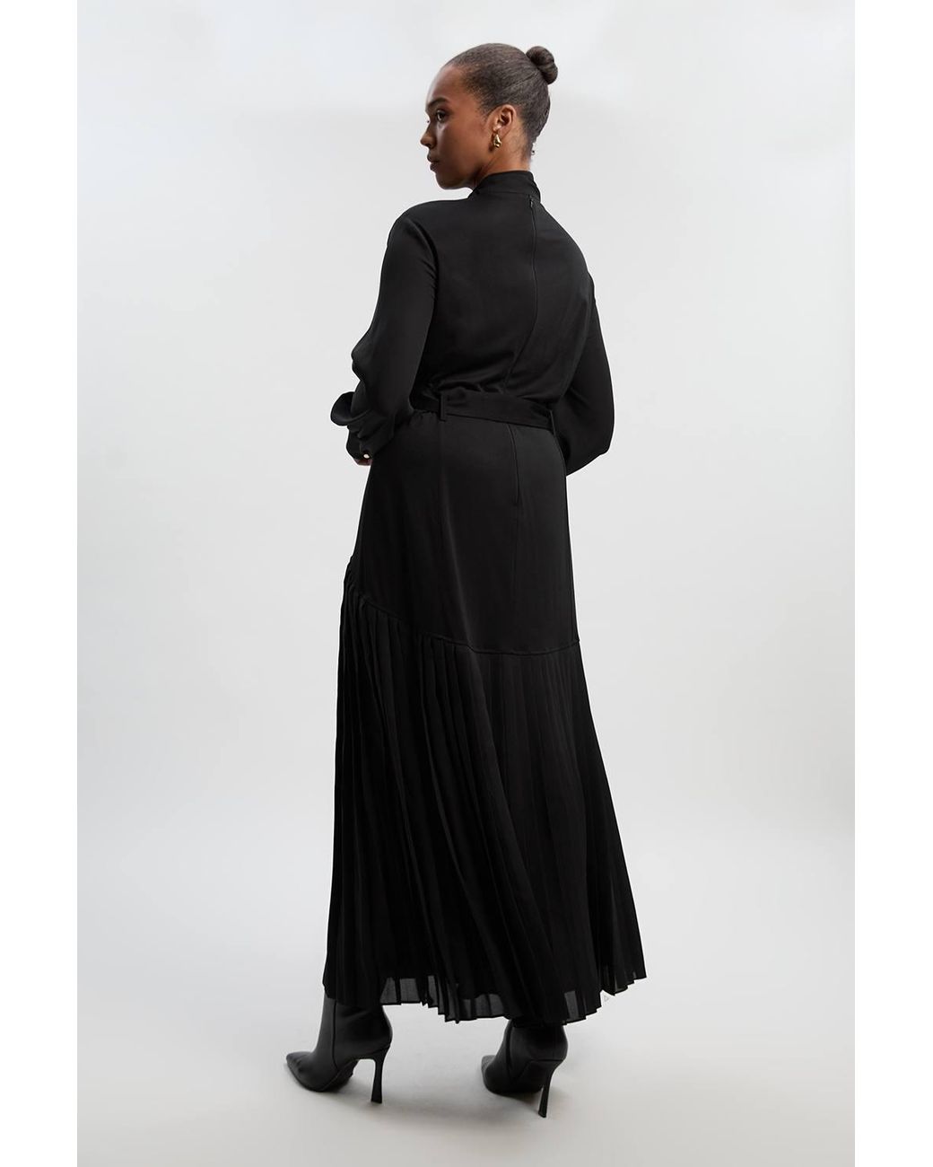 Karen Millen Black Plus Size Jersey Ponte Georgette Mix Midi Dress