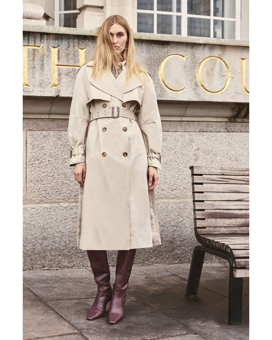Karen Millen Natural Belt Detail Trench Coat