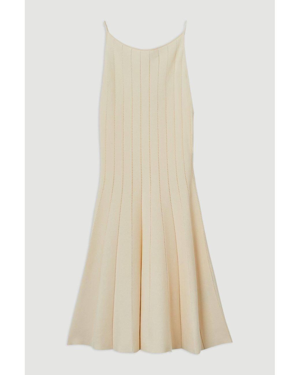 Karen Millen Natural Viscose Blend Sheer Detail Knit Flippy Mini Dress