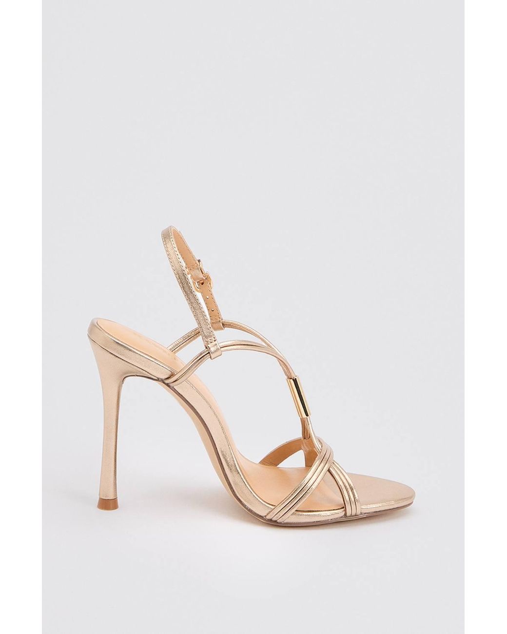 Karen Millen Pink Leather Strappy Heeled Sandal